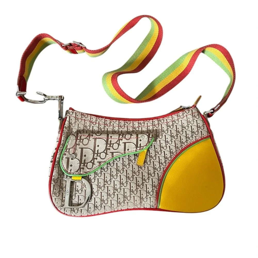 Dior Multicolor Crossbody Bag with Yellow Accent
